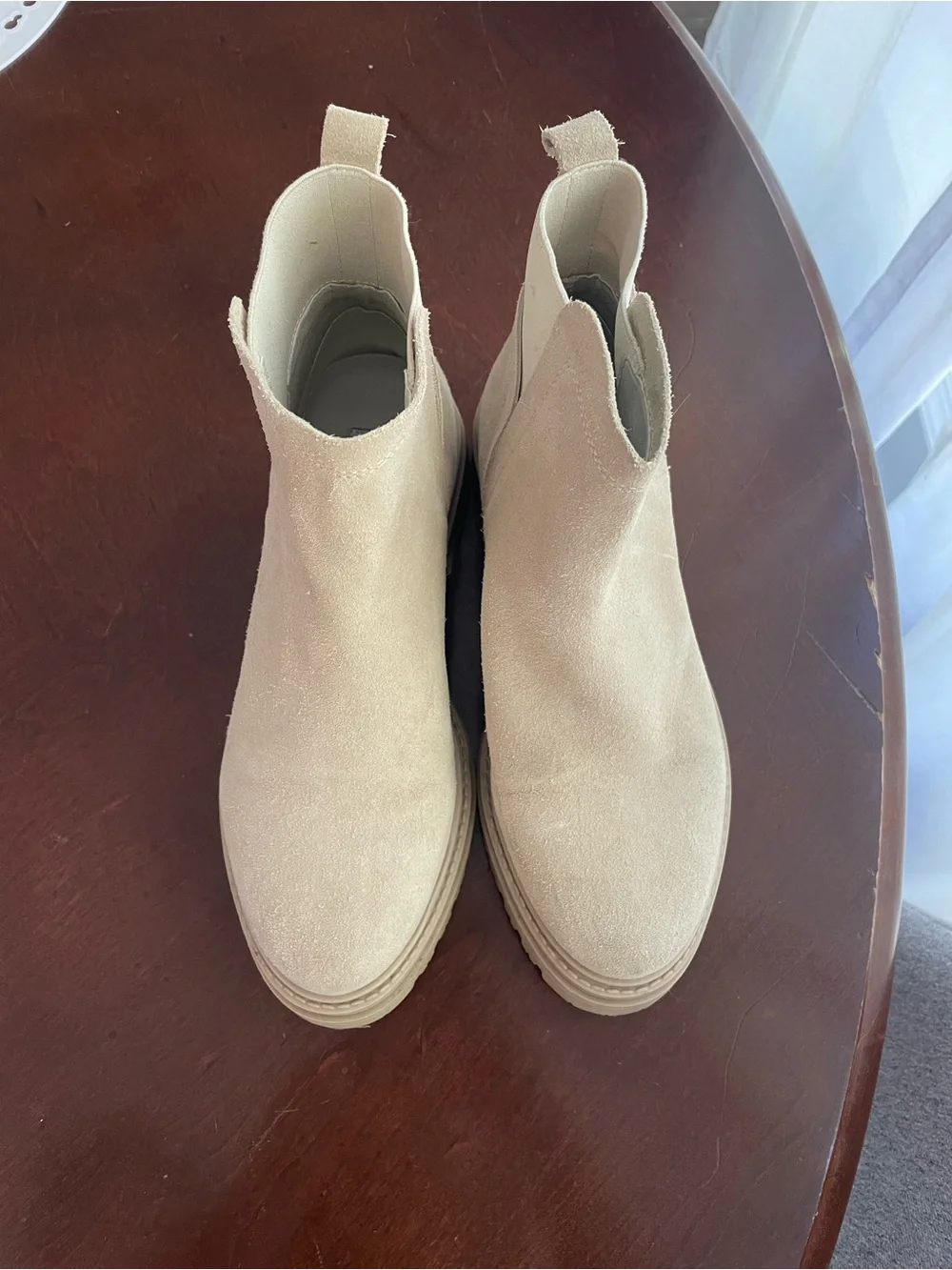 Steve Madden Women's Suede Chelsea Lug Ankle Boots in Light Beige